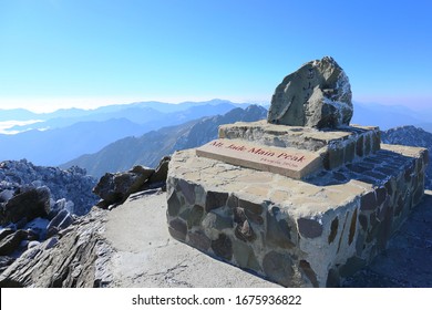 Signage At The Main Peak Of Yushan, Taiwan.