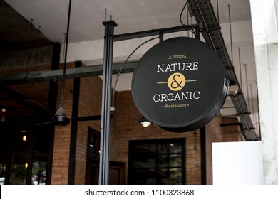 Signage Outside A Restaurant Mockup