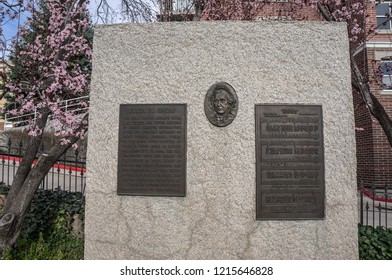 Signage, Plaque At Mormon Pioneer Memorial, Downtown Salt Lake City, Utah.