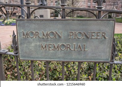 Signage, Plaque At Mormon Pioneer Memorial, Downtown Salt Lake City, Utah.