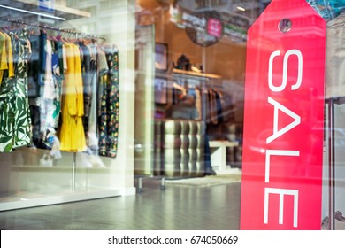 Signage Of Sale In The Shop Window.