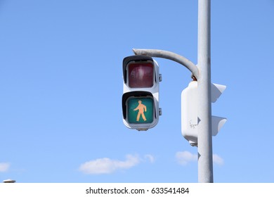 Signals for pedestrians in Japan. The green light means go.
 - Shutterstock ID 633541484