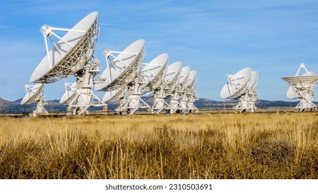 Signals from the Sky: 4K Close-Up of the Impressive Satellite Antenna Array at the Very Large Array (VLA) in the New Mexico Desert