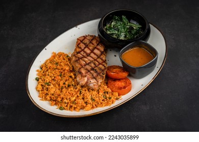 Signature Outlaw Sirloin Steakhouse with rice - Shutterstock ID 2243035899