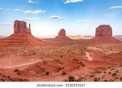 Signature view over the monuments in the Monument Valley, Arizona USA - Powered by Shutterstock