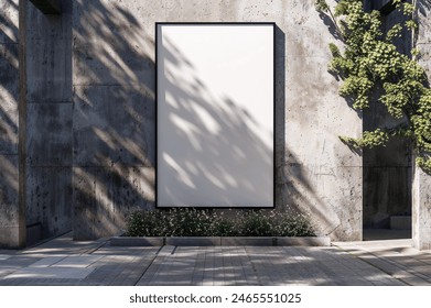 Signboard poster mockup on a facade of the building, blank space to display your advertising or branding campaign - Powered by Shutterstock