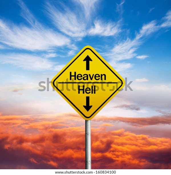 Signboard Showing Direction Heaven Hell Down Stock Photo (Edit Now ...