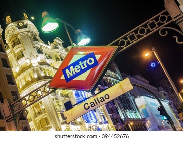 signboard subway station in Madrid, Spain