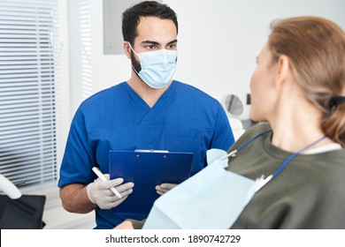Signing Documents Dental Clinic Multiracial Confident Stock Photo ...