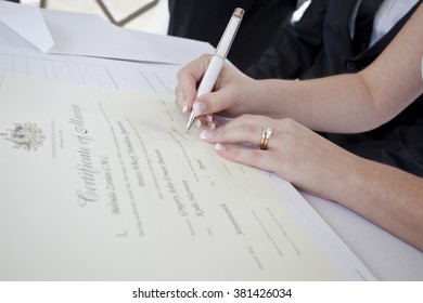 Signing Marriage Certificate 
