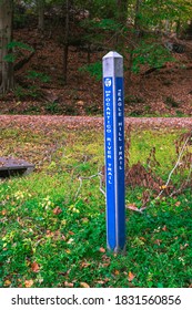 Signpost For The Pocantico River Trail And Eagle Hill Trail In Rockefeller State Park