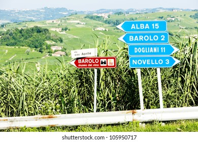 Signposts Near Barolo, Piedmont, Italy