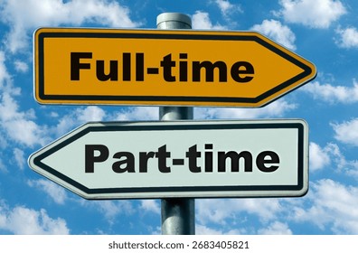 Signposts point to full-time and part-time working life
