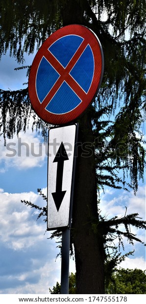 Signs along the road in\
Poland