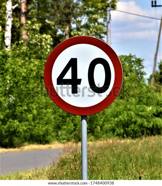 Signs along the road in\
Poland