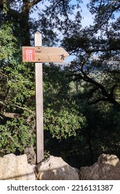 Signs And Signposts During The Hike In Mallorca Through The Tramuntana Mountains On The Long-distance Hiking Trail GR 221 Ruta De Pedra En Sec. Direction To Lluc