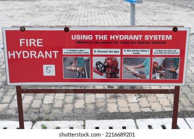 Signs and symbols of fire hydrant system at Decathlon, Uluberia, Howrah, India.