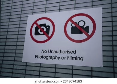 Signs unauthorised photography or filming in Singapore