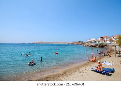 Sigri - Lesbos - Greece, August 6, 2022, Greece Lesbos Island Sigri Town Castle View And Beach