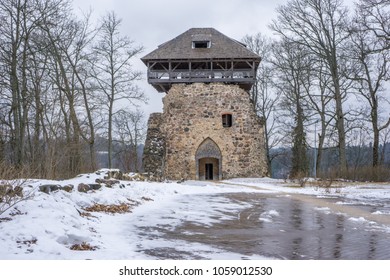 Sigulda Medieval Castle. Constructed Between 1207 And 1209 By The Livonian Brothers Of The Sword, This Castle Lies Mainly In Picturesque Ruins.