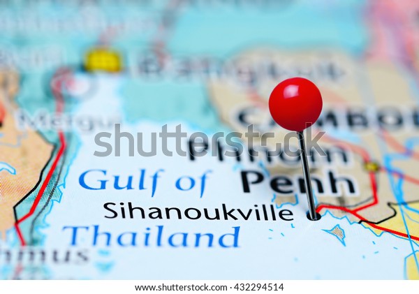 Sihanoukville Pinned On Map Cambodia Royalty Free Stock Image