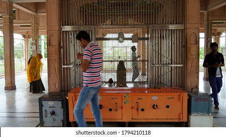 Sikar, Rajasthan, India - Aug 2020: Some People Roundup On Lord Mana Baba Temple