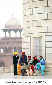 Sikh Family In Taj Mahal, Agra, India