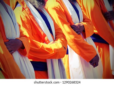 Sikh Soldiers With Traditional Clothes During A Celebration