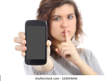 Silence The Mobile Phone Please Isolated On A White Background             