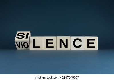 Silence - Violence. Cubes form the words Silence - Violence. Silence - Violence concept - Shutterstock ID 2167349807