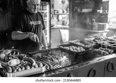 SILEZIE, POLAND - Sep 16, 2015: A Closeup Shot Of A Grillmaster At The Castle In Silezie, Poland