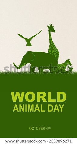 Silhouette of animals in the wildlife. World Animal Day concept