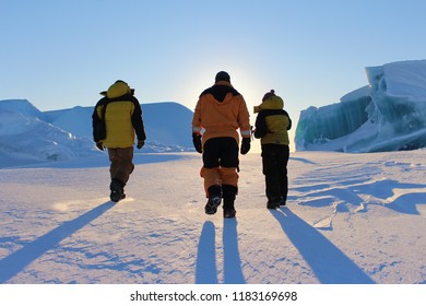 Silhouette Antarctica 3 People Iceberg