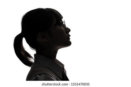 Silhouette Of Asian High School Girl.