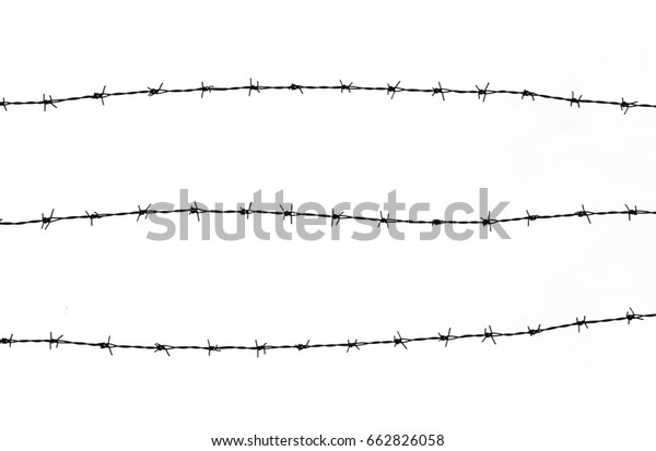 silhouette of the\
barbed wire on white\
background