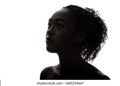 Silhouette of a black girl. Beauty concept. - Shutterstock ID 1405194647