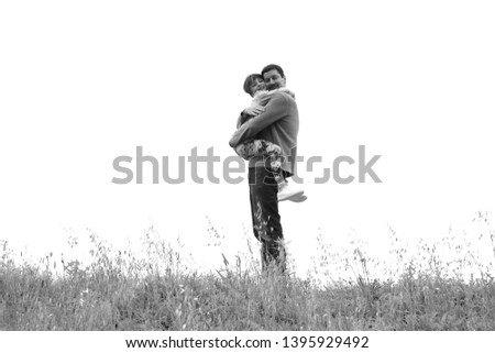 Similar – Image, Stock Photo Couple kissing on the field