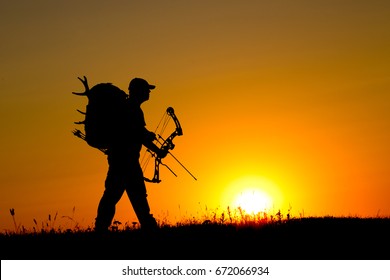 Silhouette Of A Bow Hunter