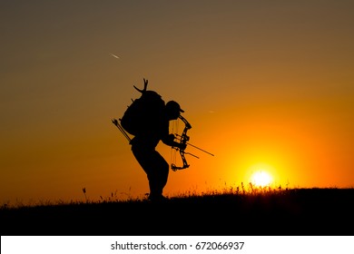 Silhouette Of A Bow Hunter