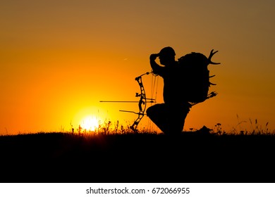 Silhouette Of A Bow Hunter