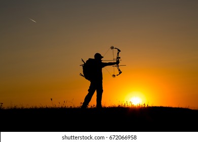 Silhouette Of A Bow Hunter