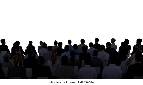 Silhouette Of Business Conference With Copy Space