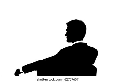 Silhouette of a businessman isolated on white background