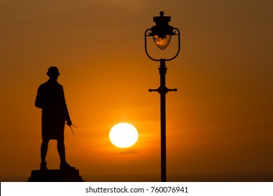 Silhouette Of Captain Cook At Whitby