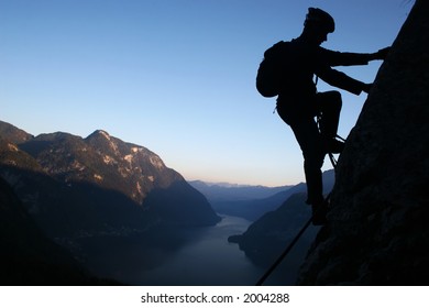 Silhouette of a climber