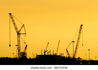 Silhouette construction oil refinery