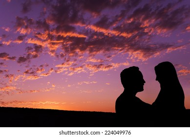 Silhouette Couple Embracing Stock Photo (Edit Now) 224049976