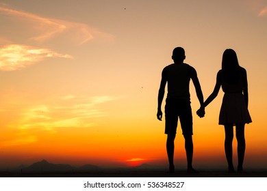 Couple Silhouette Breaking Relation Stock Photo (Edit Now) 544816147