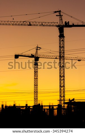 Similar – The sun sets and the cranes rise