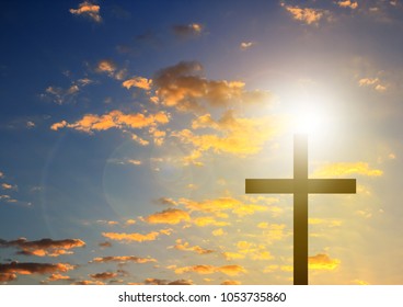 Silhouette Cross Blue Sky Background Symbol Stock Photo 1053735860 ...